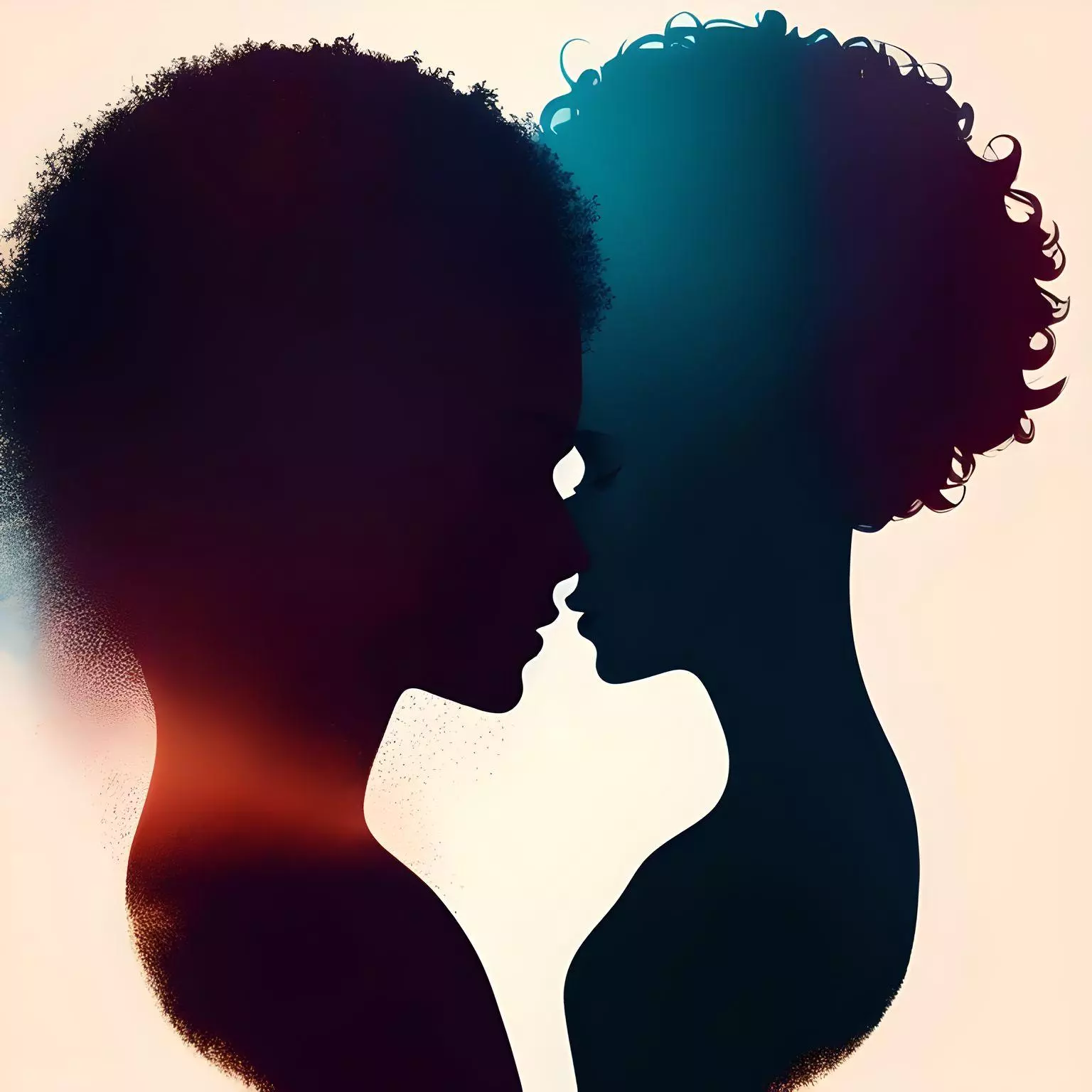 two silhouettes of women kissing. indicative of intimate relationships.